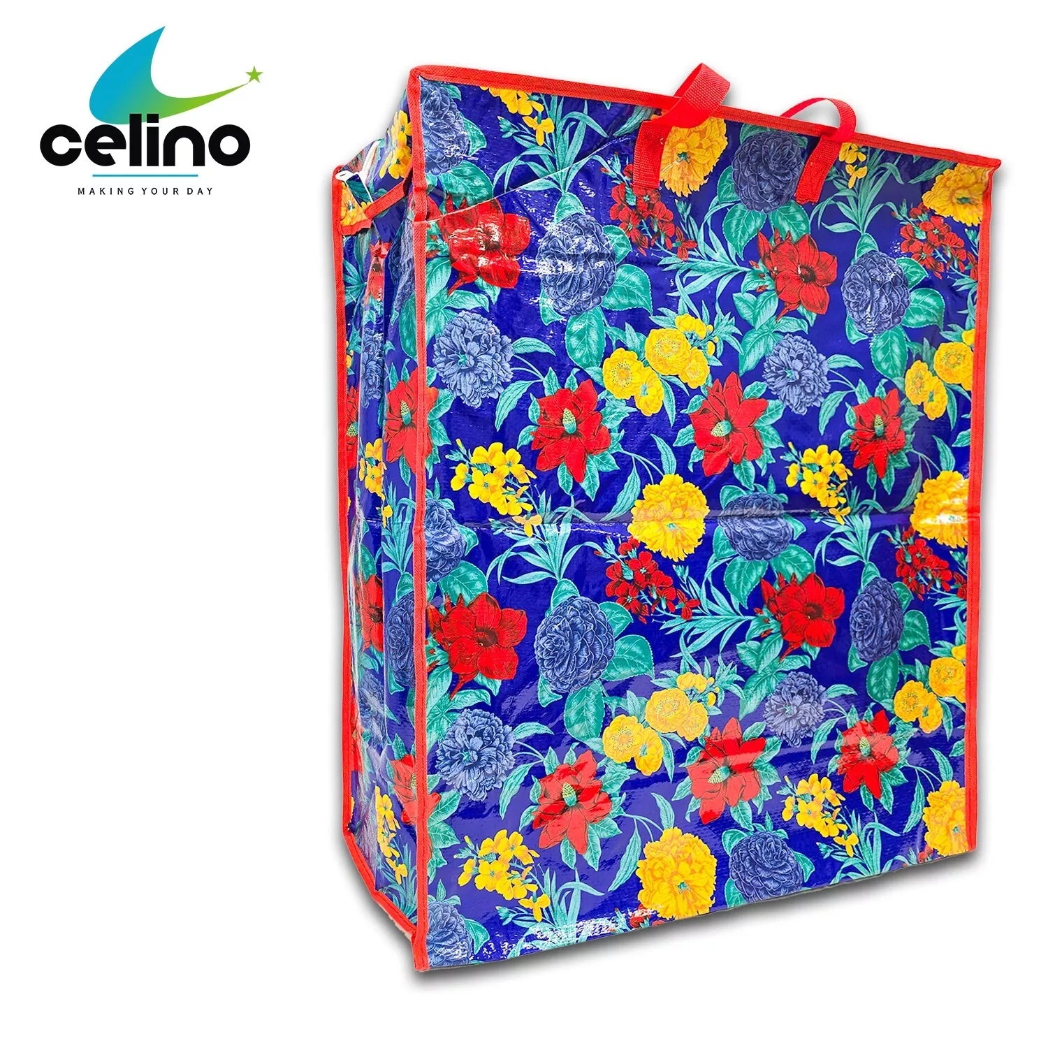 Extra Large Printed Laundry Storage Bag with Zip – Strong Reusable Shopping, Moving & Clothes Storage Bag 65x55x24cm