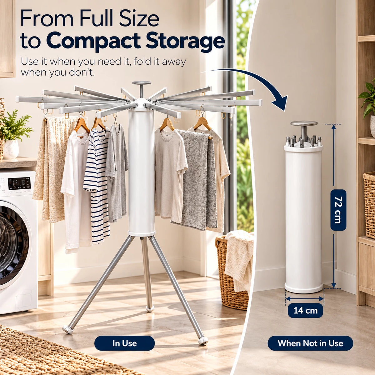 Foldable Clothes Airer Indoor Portable Laundry Clothes Dryer Rack Space Saving