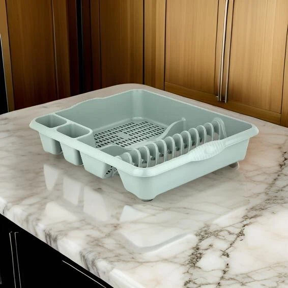 Large Plastic Kitchen Plate Dish Drainer Rack Draining Board Cutlery Holder UK