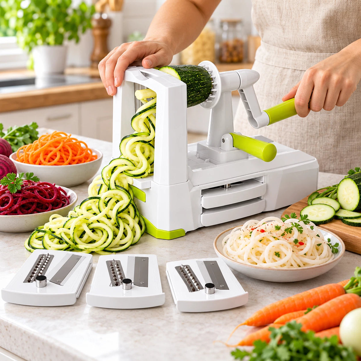 5 Blades Vegetable Spiralizer Slicer Zucchini Noodle Pasta Spaghetti Maker NEW