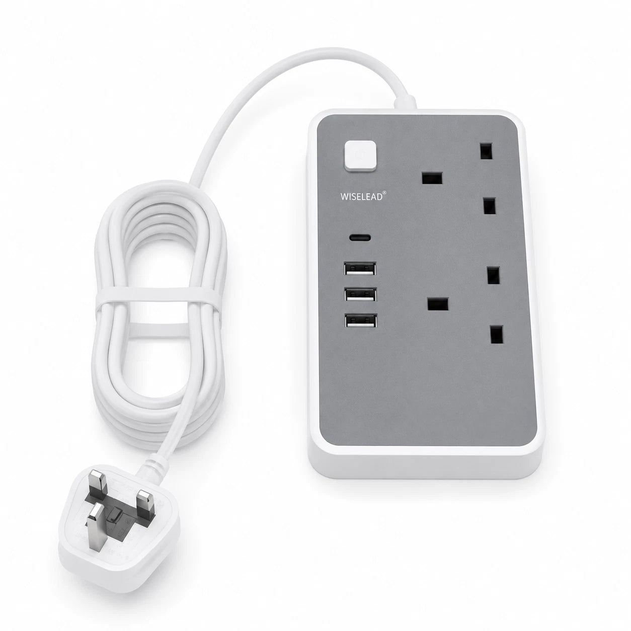 2 Gang Way Extension Lead with 4 USB 1.6M Power Cable Power Strip UK Plug Socket