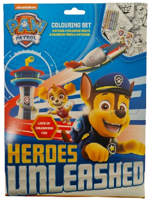 PAW PATROL Colouring Set Art Craft Pencils & Stickers Travel Activity Book Xmas