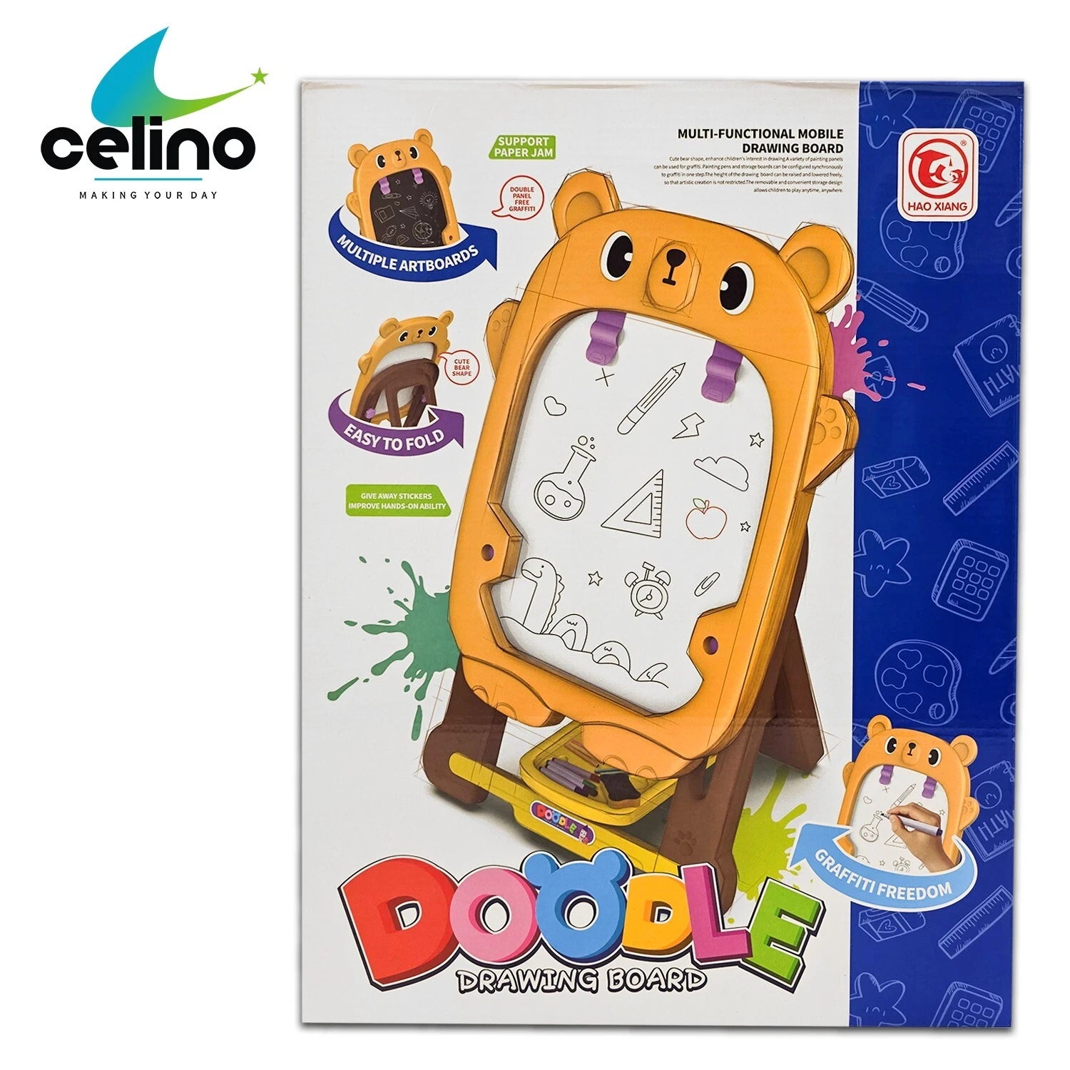 Kids Double Sided Easel Board | Writing, Drawing, Chalk & Doodle Standing Graffiti Art Board
