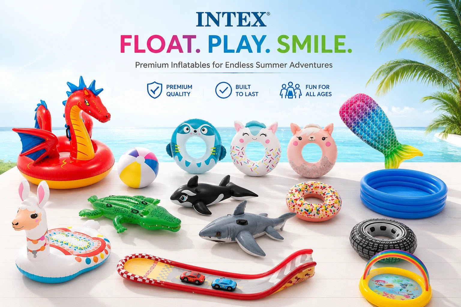 Inflatable Pool Floats Ride On Kids Adults Swim Rings Toys Beach Ball Summer Fun