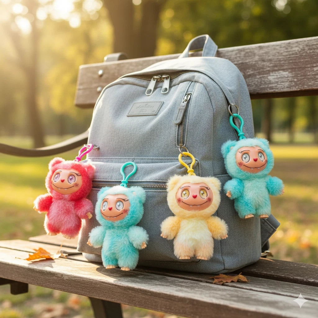 15cm Soft Cute Plush Doll Keychain Backpack Bag Charm Colourful doll Kids Adults