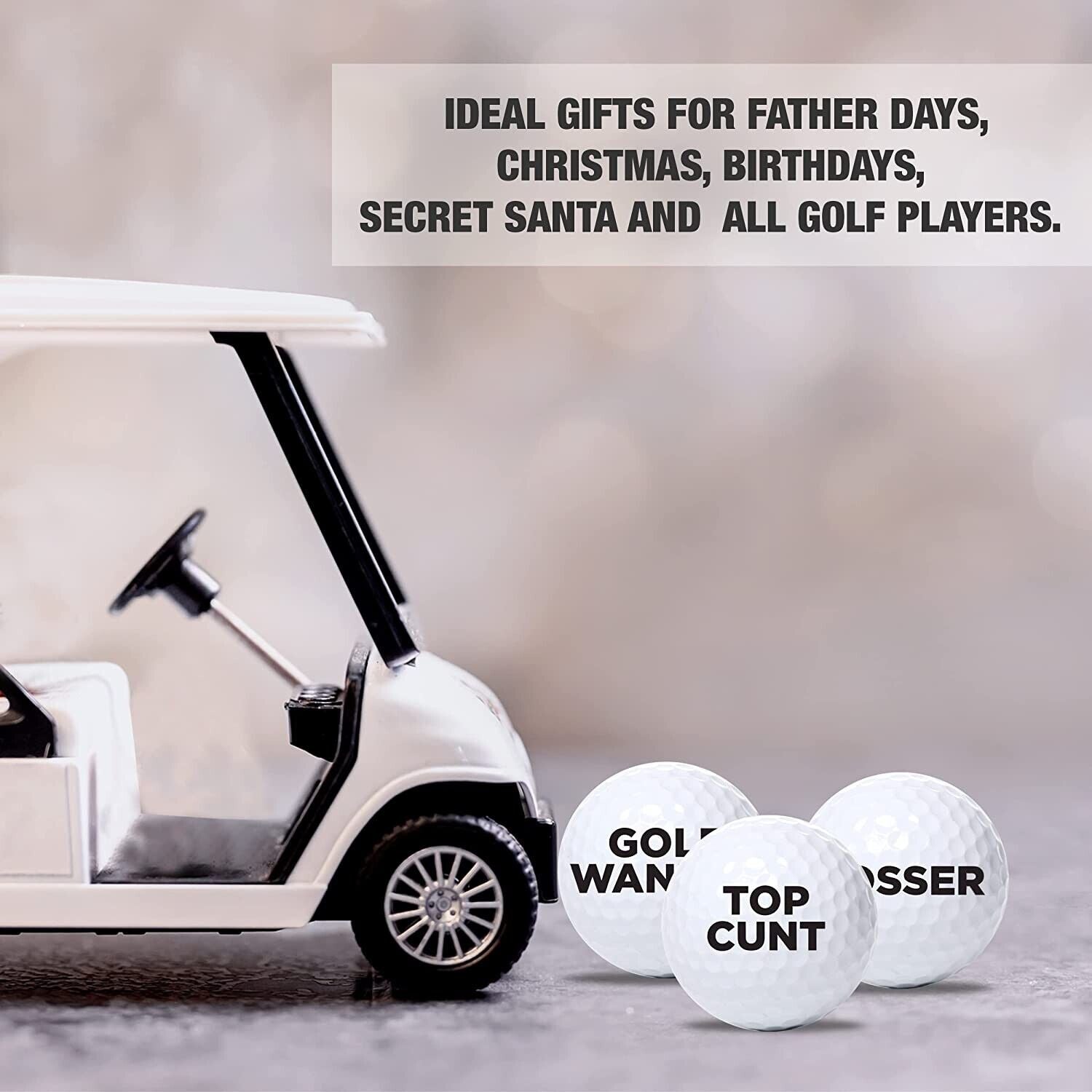 Pack of 3 Golf Balls Rude Funny Horrible Novelty Joke Gift For Men Golfers