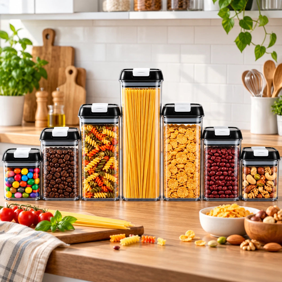 7 Pcs Food Storage Containers with Lids Airtight BPA Free Plastic Set Stackable