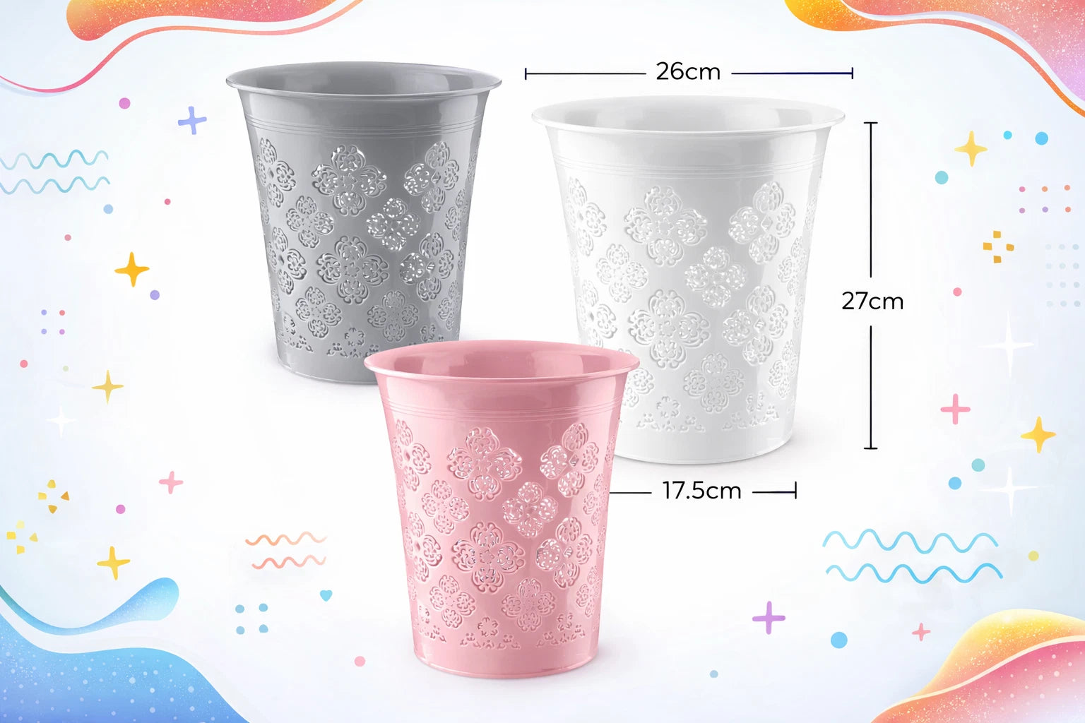 8L Waste Paper Bin Office Bedroom Bathroom Home Floral Rubbish Kitchen Dustbin