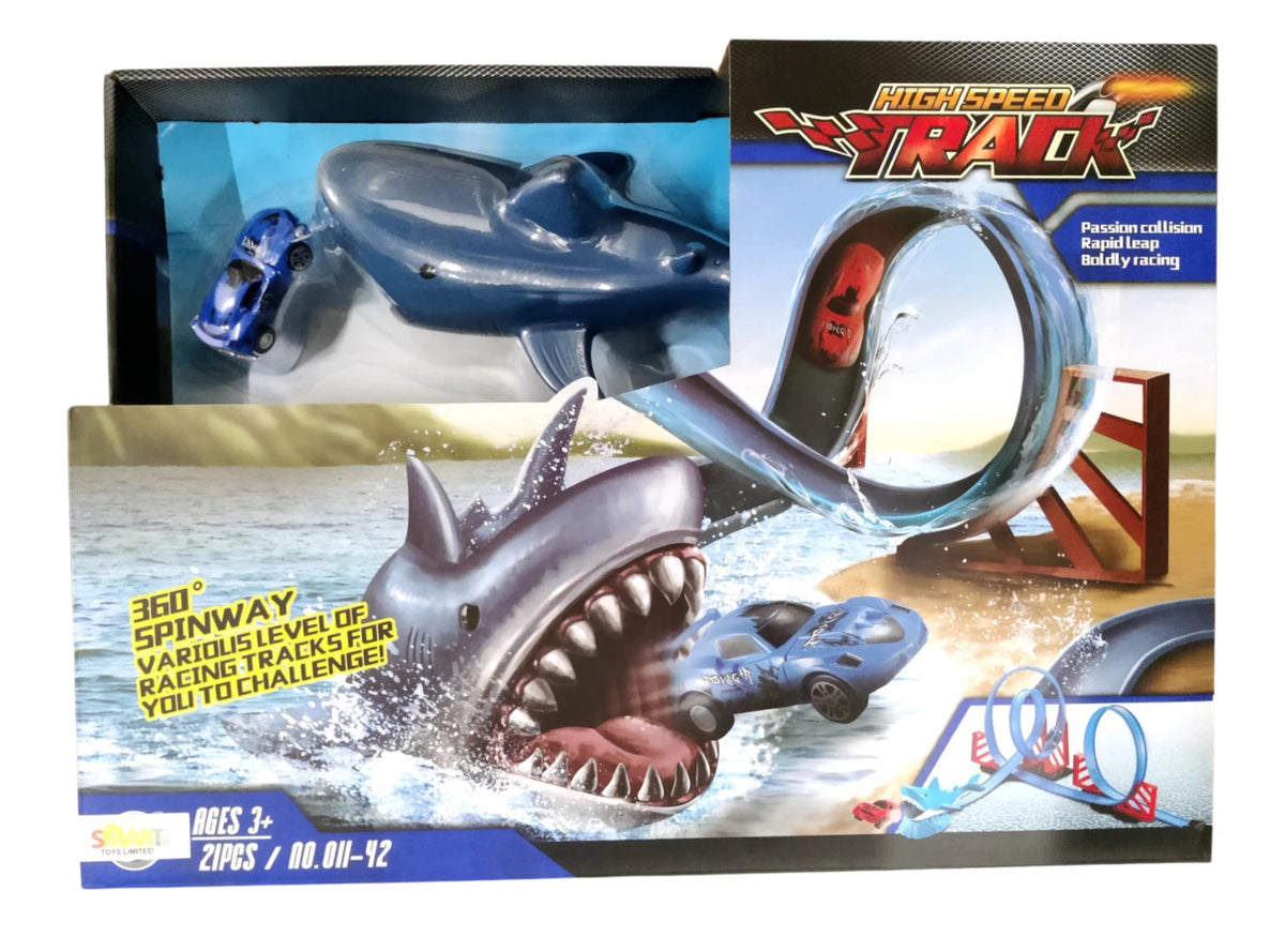 High Speed Shark Racing Track Car Set 360° Spin Kids Children Playset Toy Gift