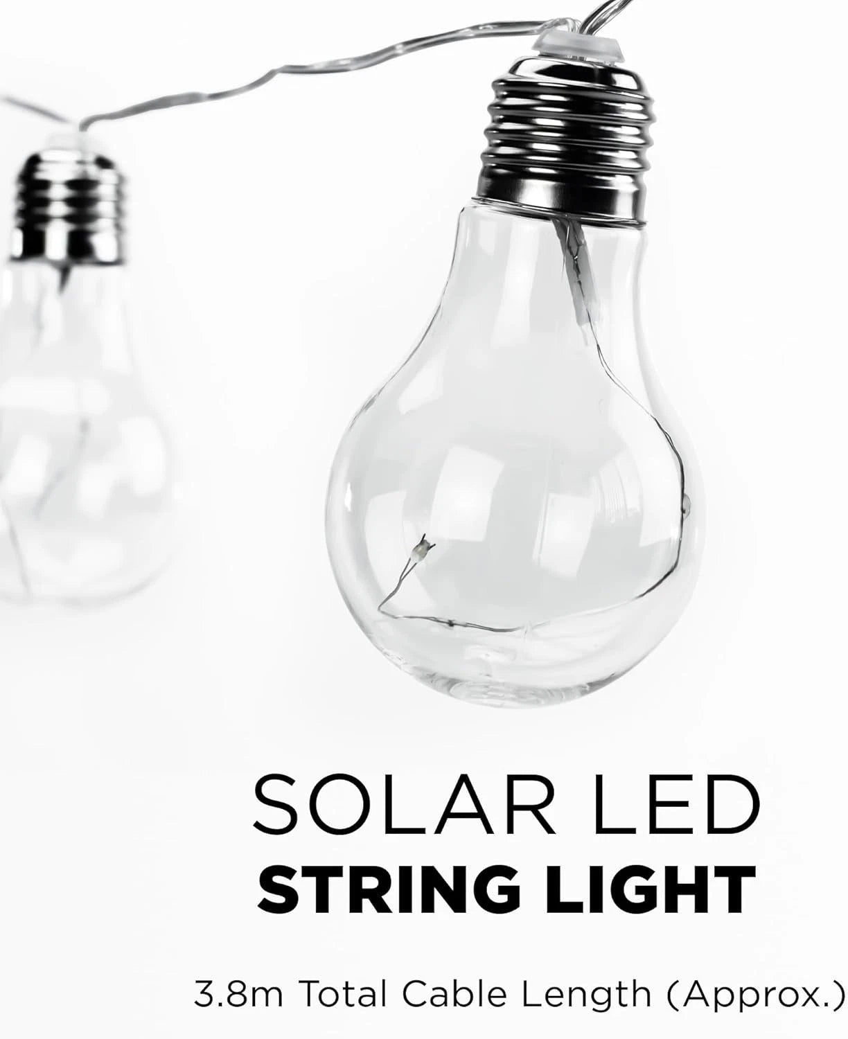 Solar String Lights 10 LED Warm White Outdoor Garden 3.8M Fairy Lights Bulbs