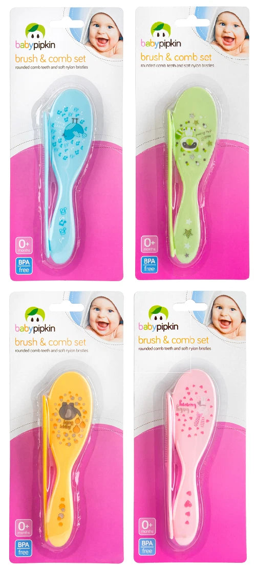Baby Hair Brush & Comb Set Grooming Kit Infant Soft Gentle Bristles Rounded Comb