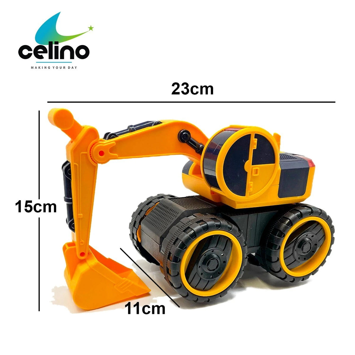 Backhoe Construction Vehicle Toy Truck Friction Power Lights & Sound Kids Boys