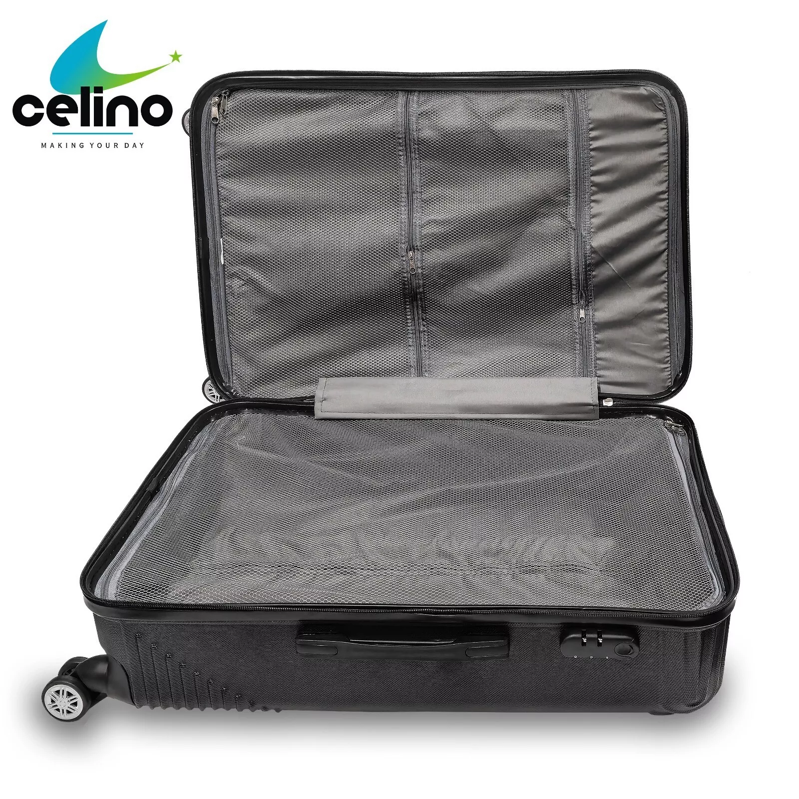 Suitcase Set of 3 Lightweight ABS Hard Shell 4 Wheel Luggage Set Travel Bag