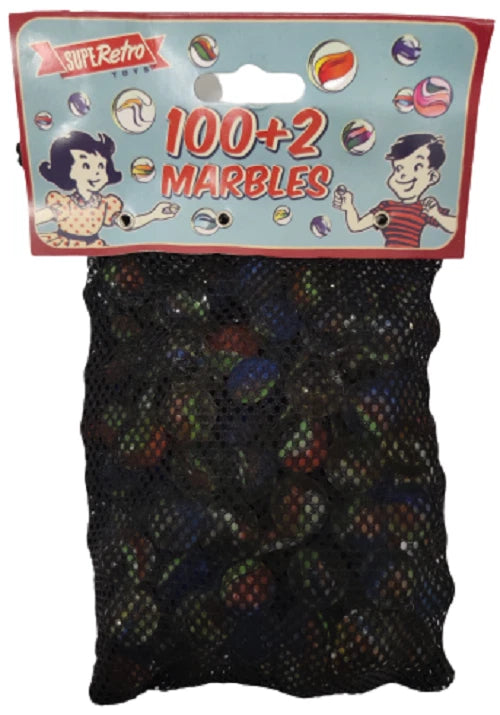 100+2 Traditional Assorted Colourful Classic Retro Glass Marbles Kids Game
