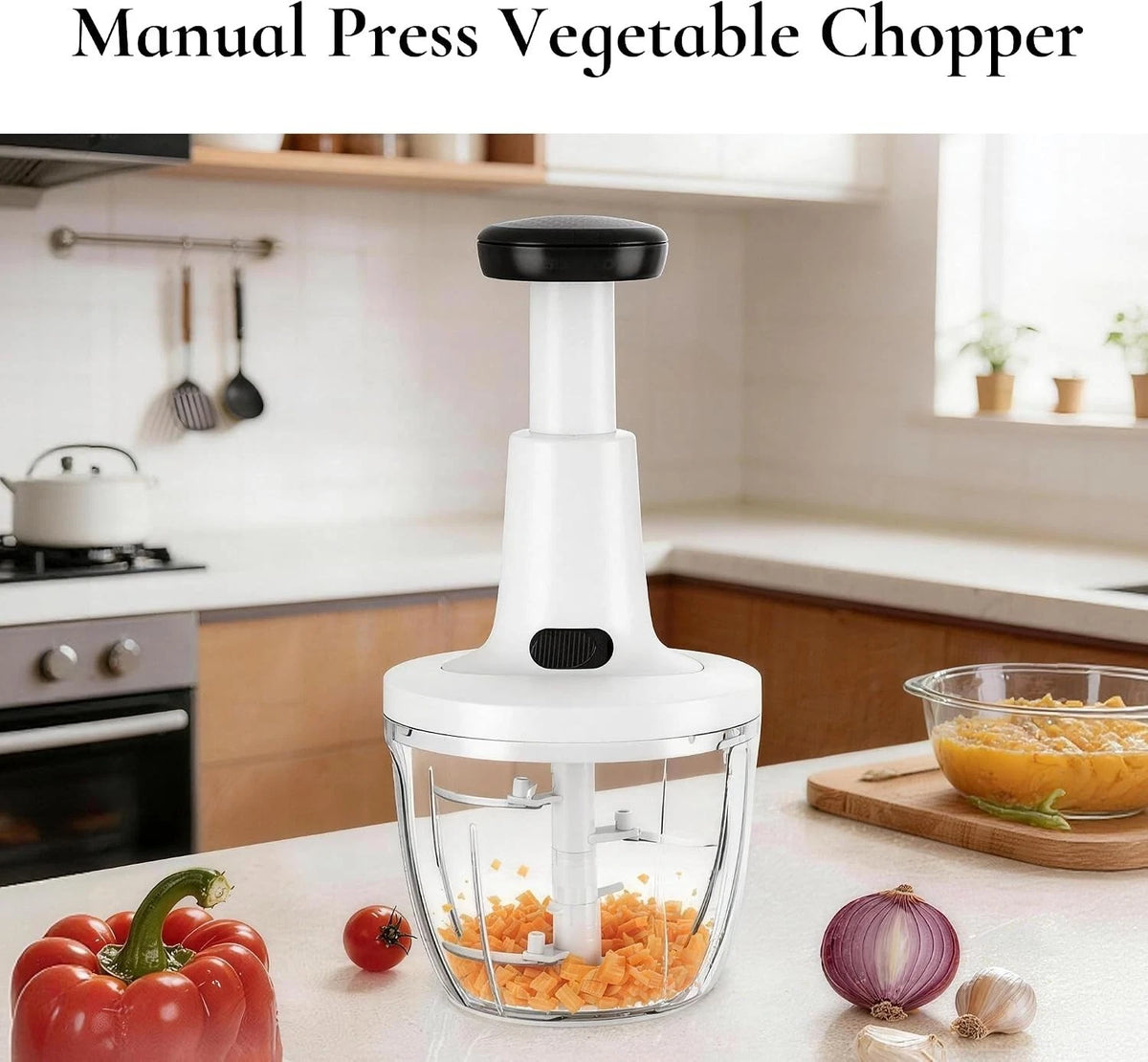 Hand Press Food Chopper Manual Food Processor Vegetable Blender Grinder Dicer