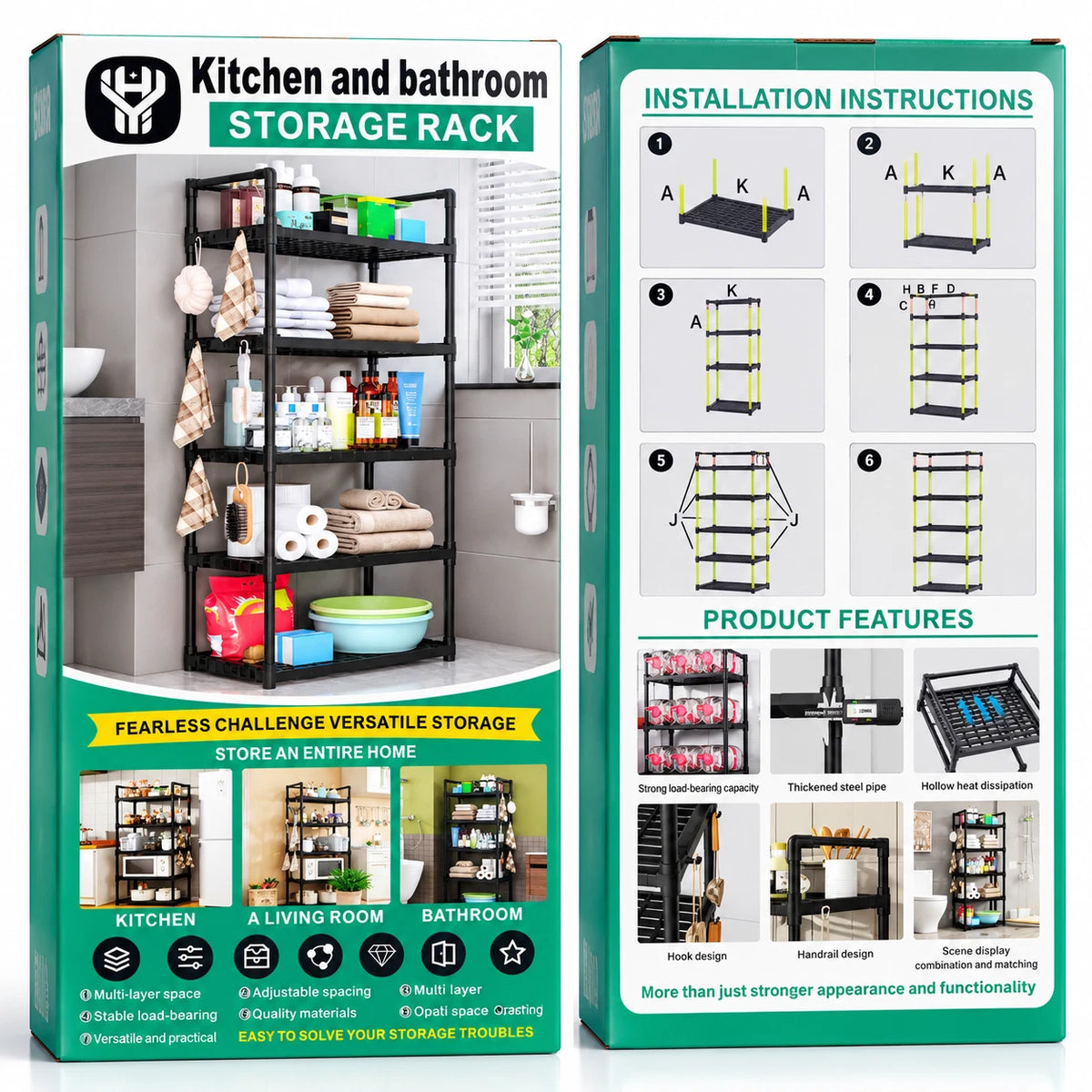 5 Tier Plastic Shelving Kitchen Storage Unit Shelves Racking Bathroom Organiser