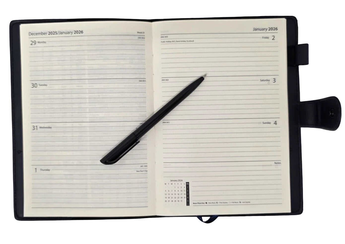 2027 A5 Week to View Diary Premium Organiser with Pen A-Z Address Index Book