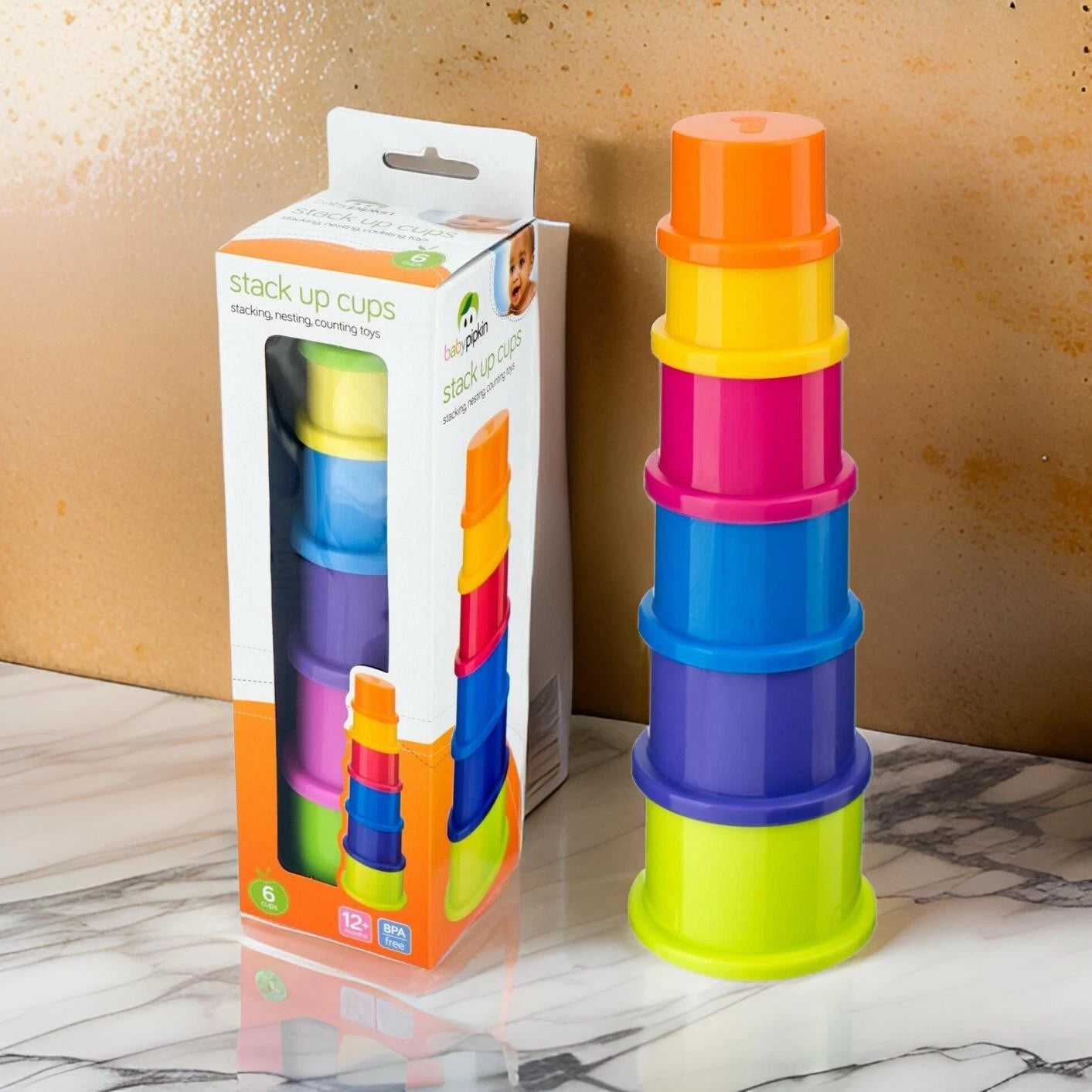 6pcs Stacking Cups Baby Toddler Toys Colourful Building Blocks Nesting Sorting