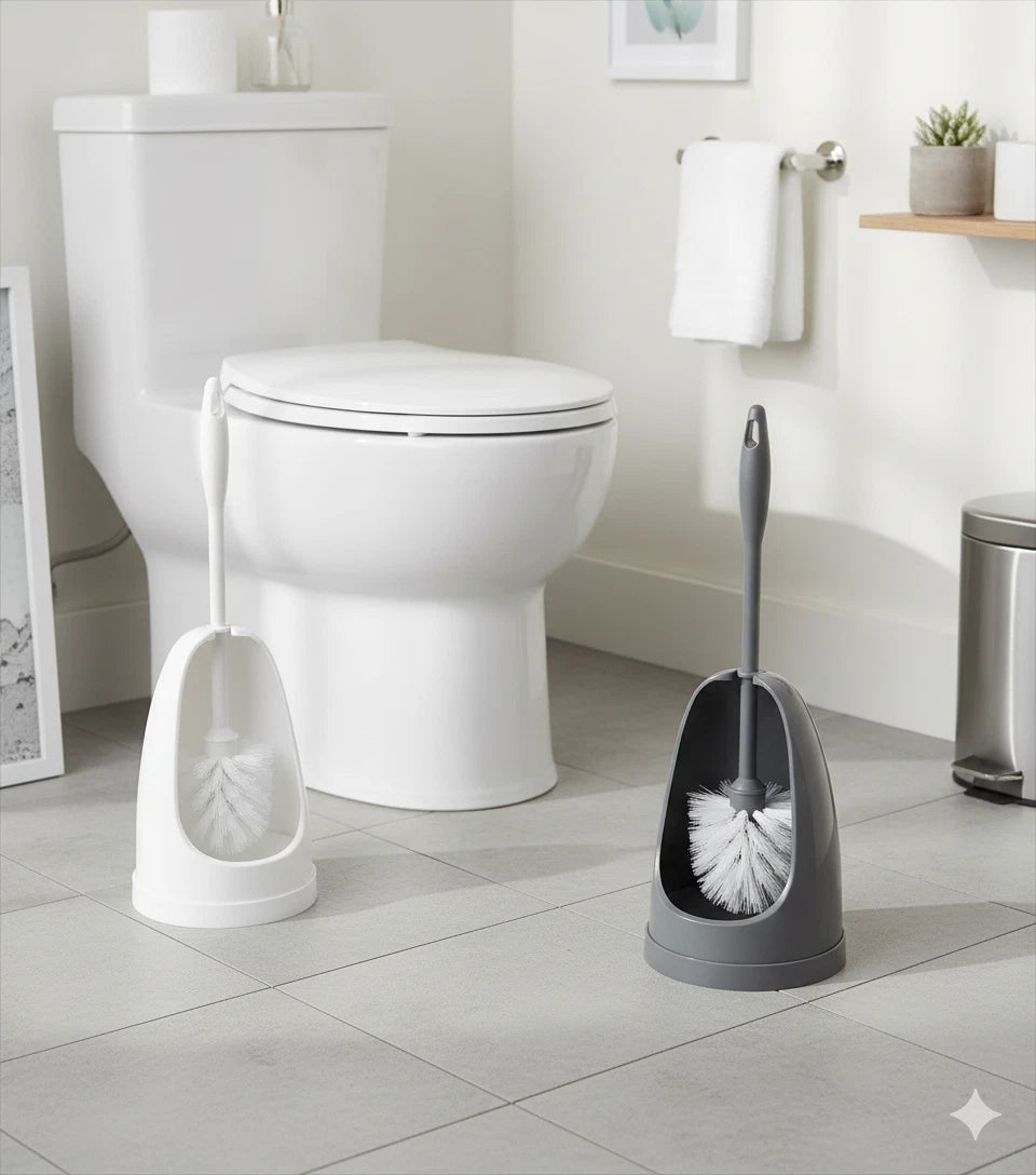 Toilet Brush and Holder Set Plastic Bathroom Accessories Cleaning Freestanding