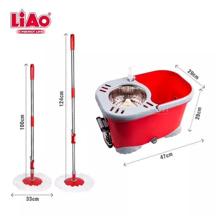 Microfibre Spin Mop and Bucket Set – Foot Pedal Floor Cleaning System for Wood, Tile & Laminate Floors