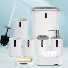 Load image into Gallery viewer, 8pcs Bathroom Accessories Set Bin Toilet Brush Toothbrush Tissue Holder Soap
