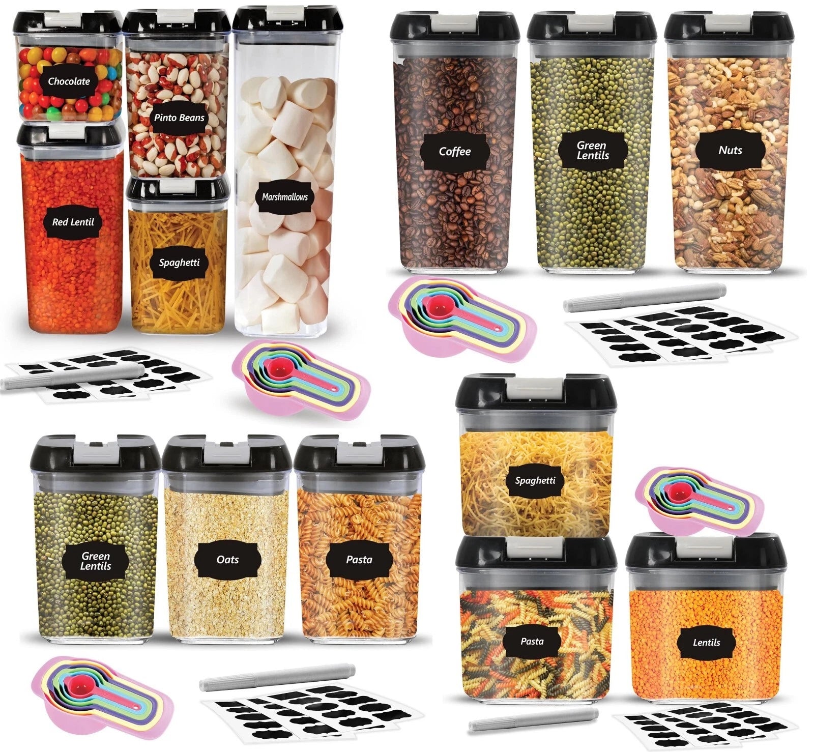 Food Storage Containers With Lid Airtight Stackable Kitchen Boxes Pantry