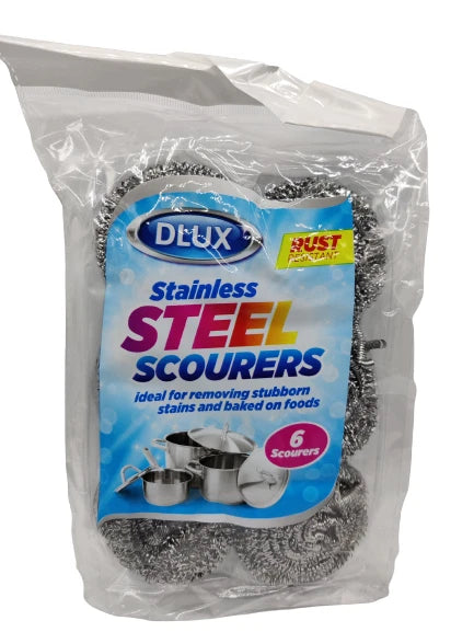 12 x Stainless Steel Scourers Kitchen Washing Cleaning Wire Pads Pan Stains