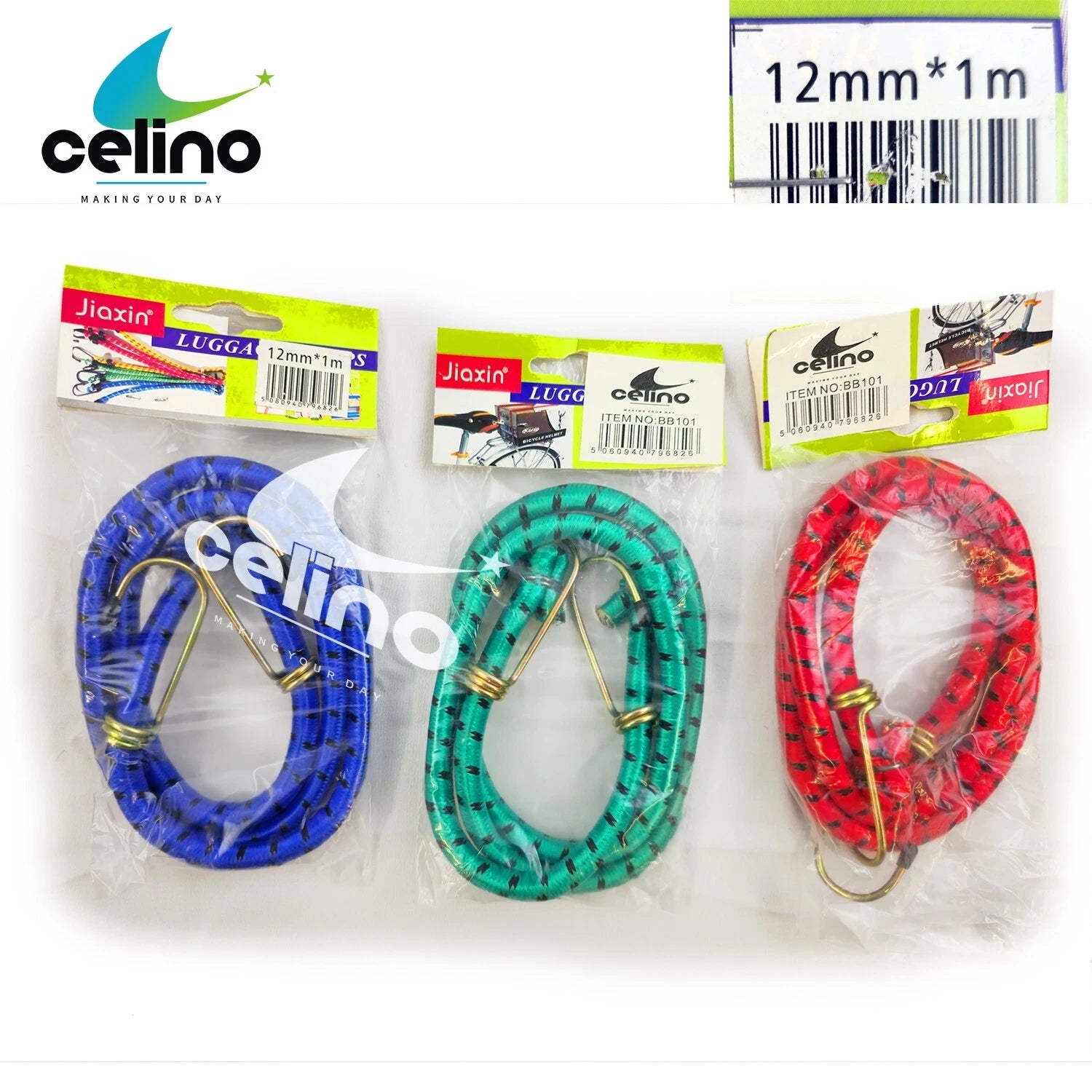 Bungee Luggage Straps Cord With Hooks 12mm x 1m Long Rope Trolley Car Bike Van