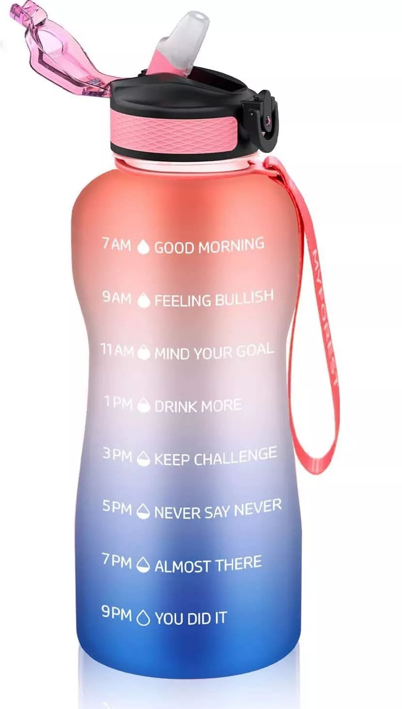 2L Water Bottle with Straw – Leakproof BPA-Free Gym & Sports Bottle with Time Markings