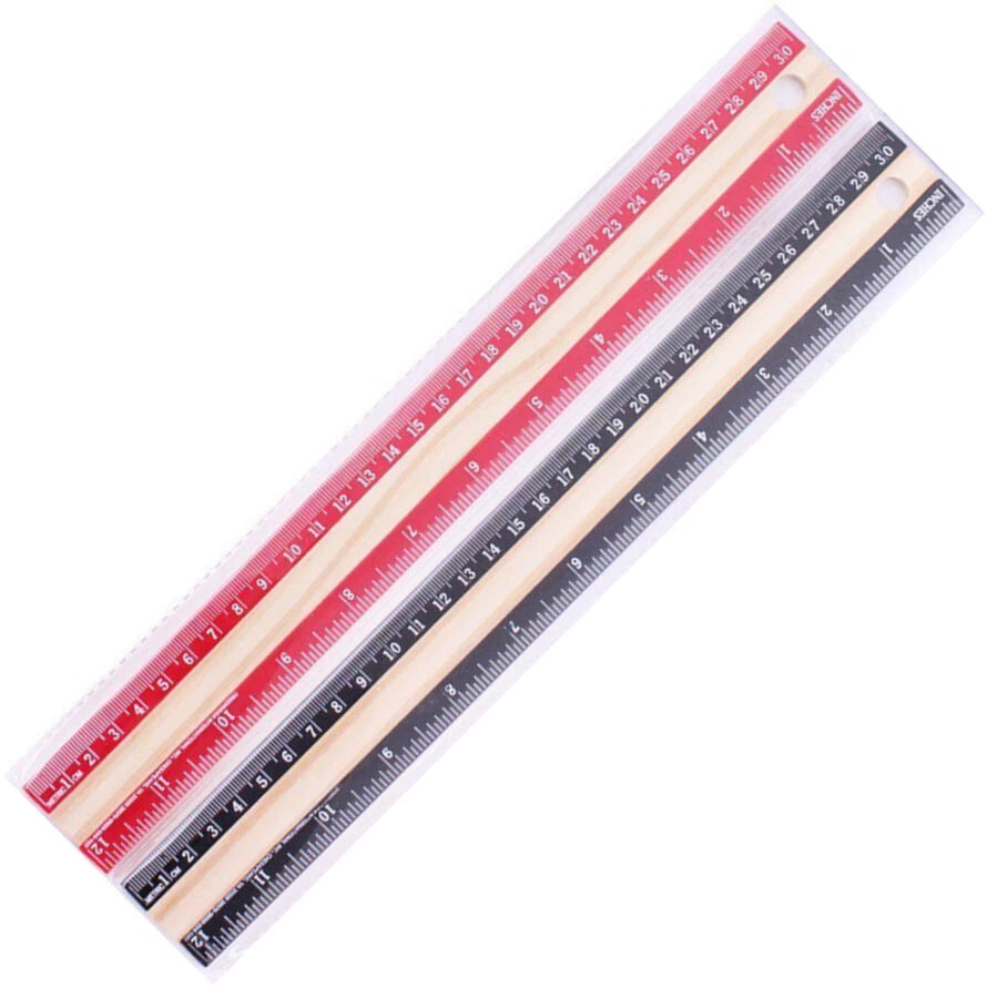2 Pack 12" Wooden Rulers 30cm Kids Children School Office Desk Stationery