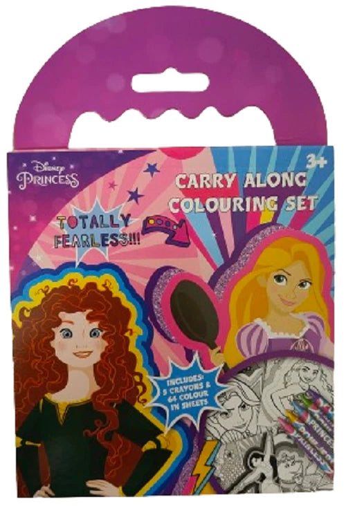 Disney Princess Carry Along Colouring Set Kids Travel Activity Book Party Bag