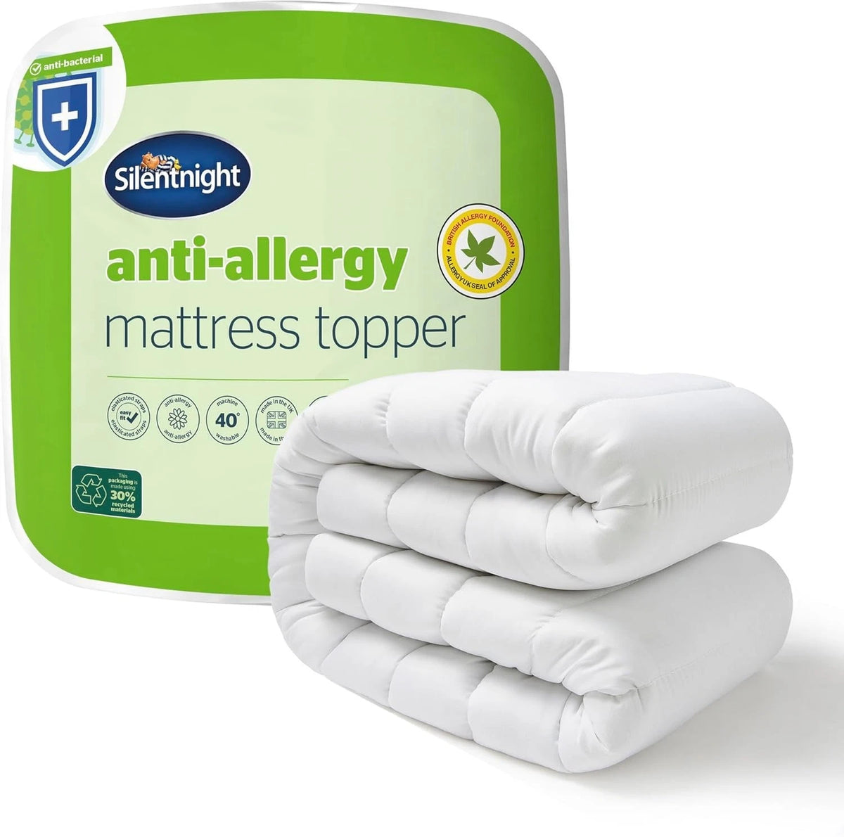 Silentnight Anti-Allergy Super King Mattress Topper Washable Thick Deep Mattress