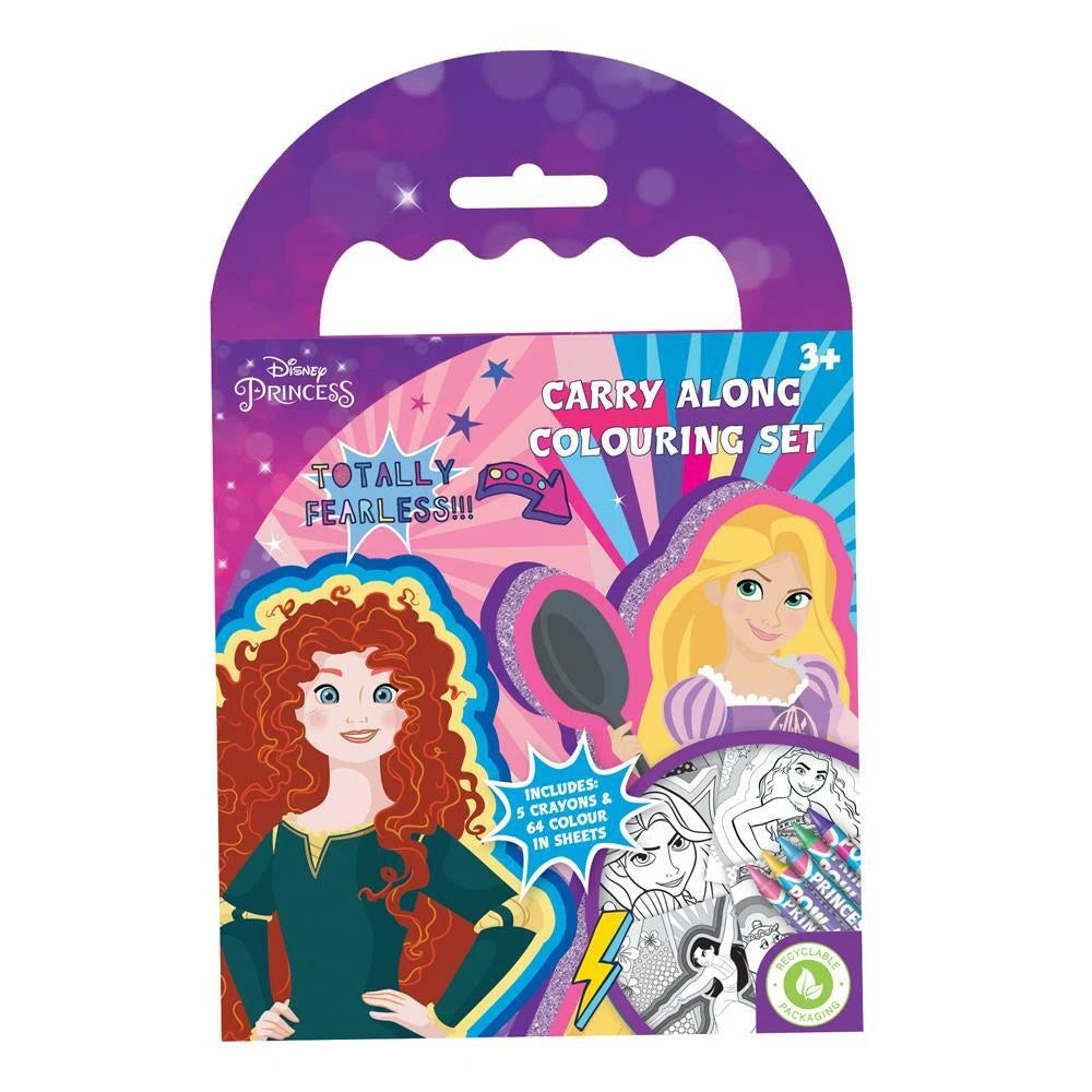 Disney Princess Carry Along Colouring Set Kids Travel Activity Book Party Bag