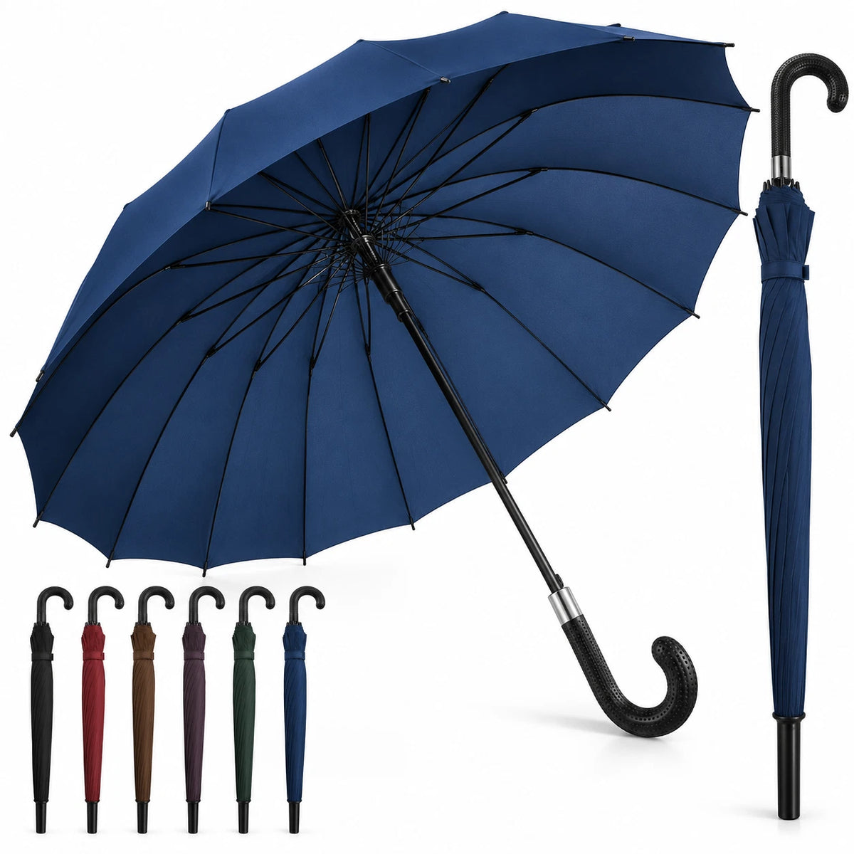 54” Large Umbrella Windproof Strong Brolly For Men Women Automatic Оpen Anti UV