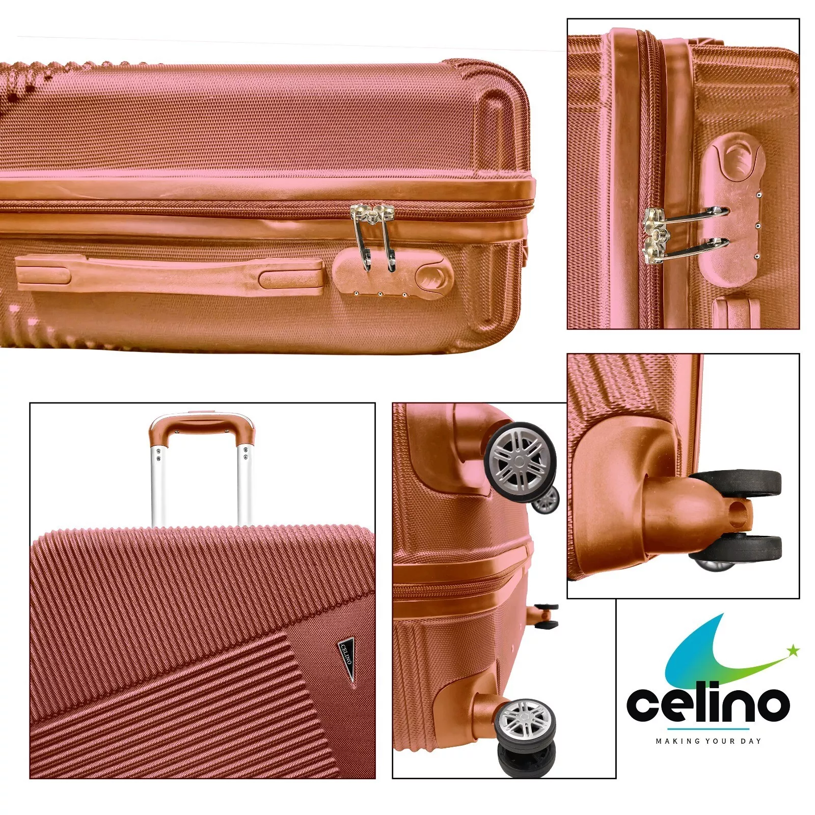 Suitcase Set of 3 Lightweight ABS Hard Shell 4 Wheel Luggage Bag Travel Trolley