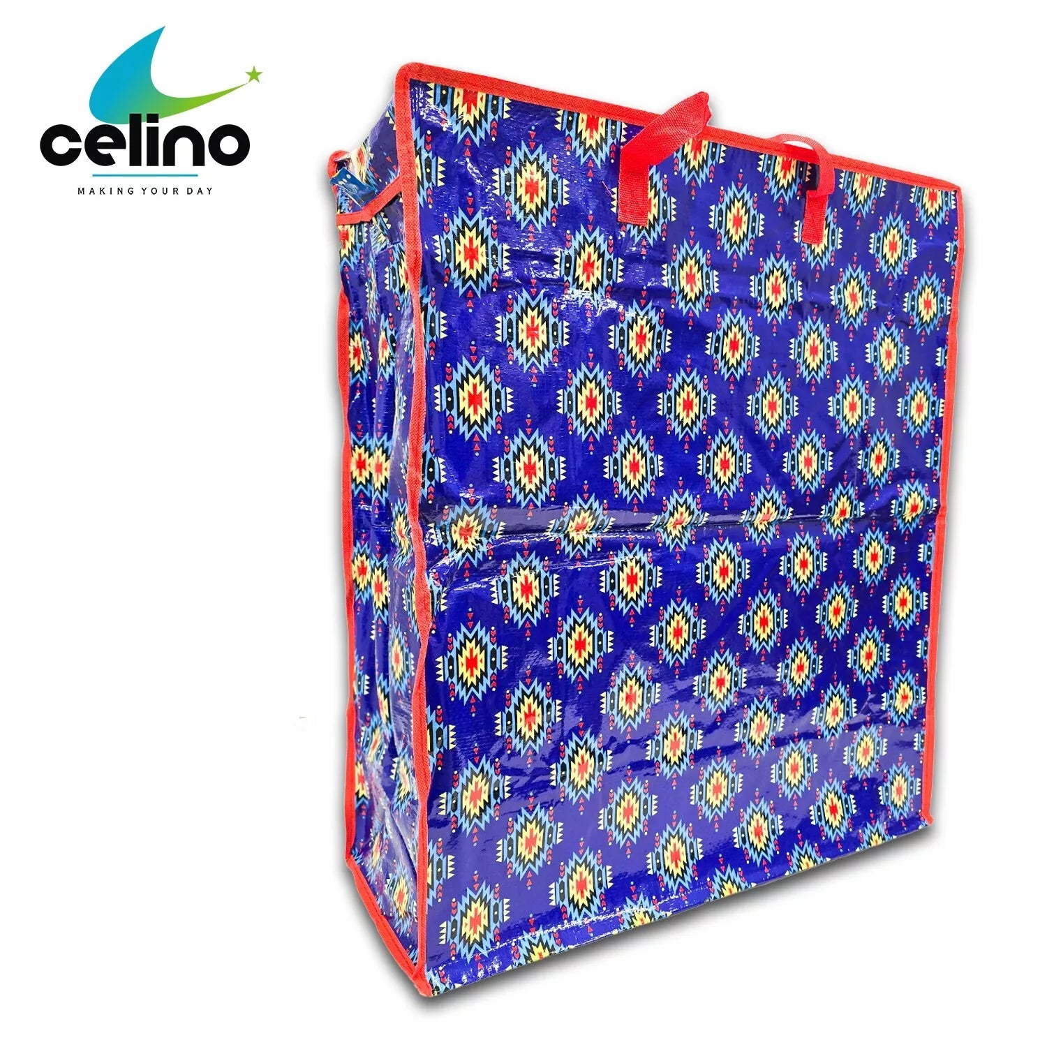 Extra Large Printed Laundry Storage Bag with Zip – Strong Reusable Shopping, Moving & Clothes Storage Bag 65x55x24cm