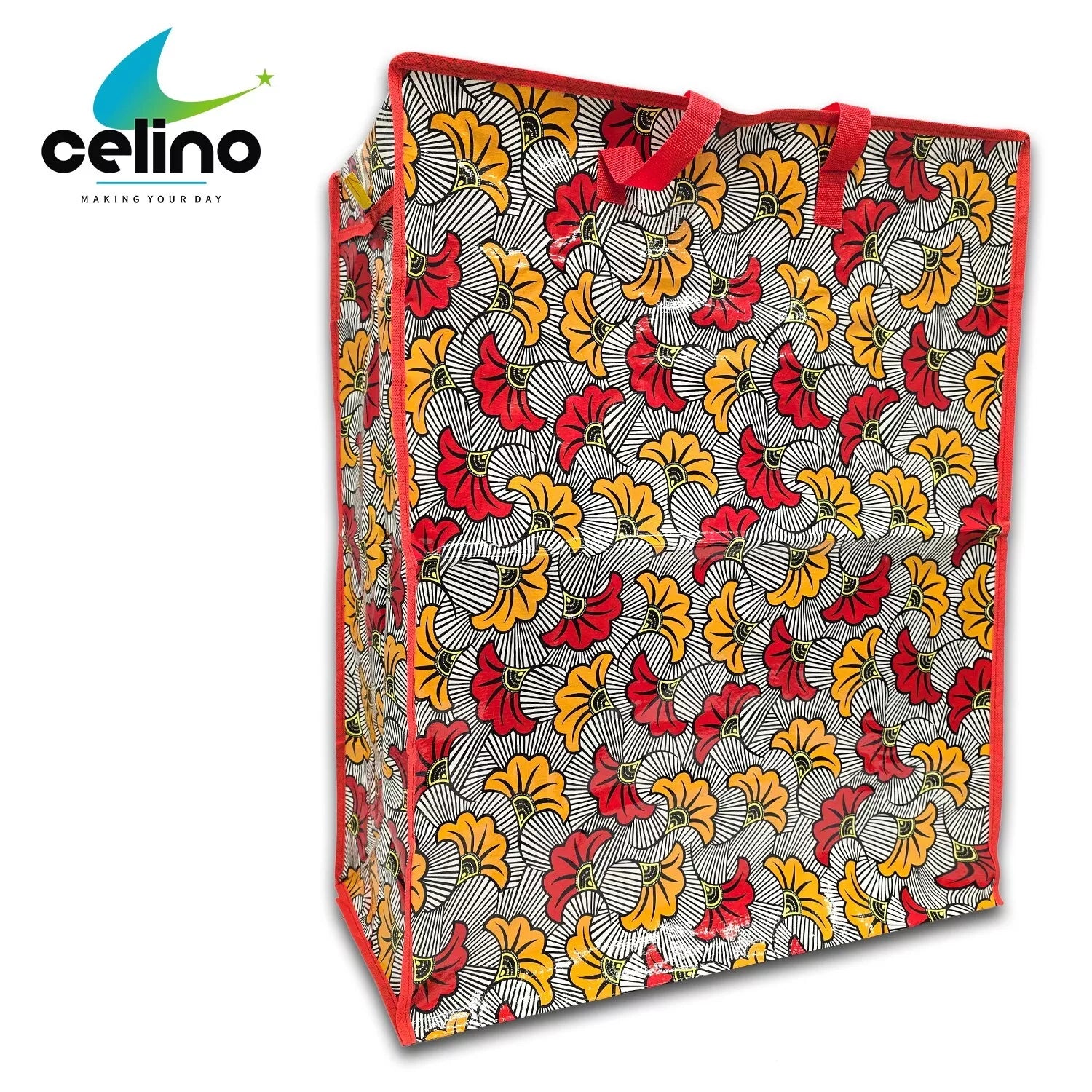Extra Large Printed Laundry Storage Bag with Zip – Strong Reusable Shopping, Moving & Clothes Storage Bag 65x55x24cm