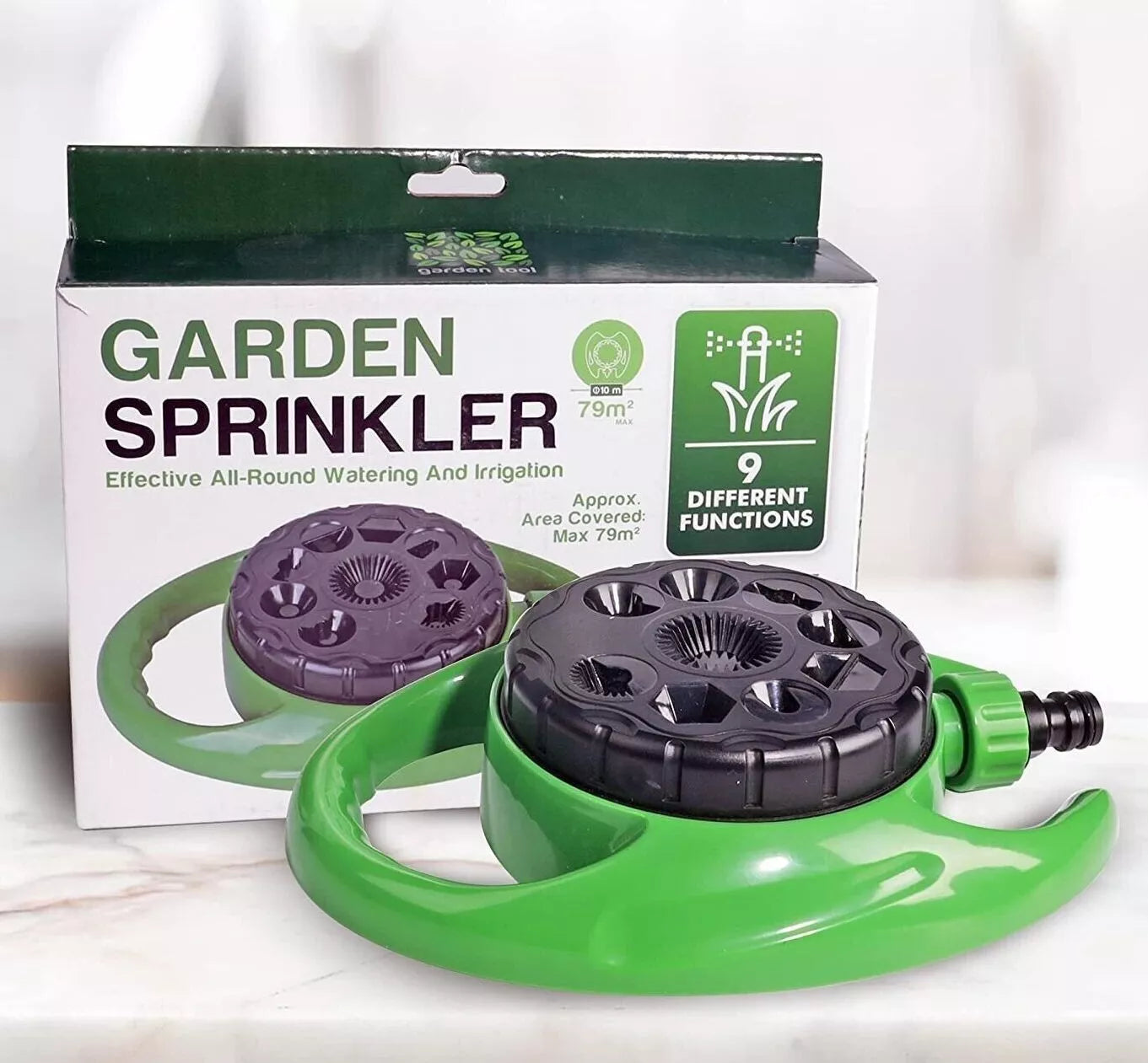 360° Garden Watering Sprinkler – 9 Function Lawn & Grass Irrigation Spray for Garden Watering