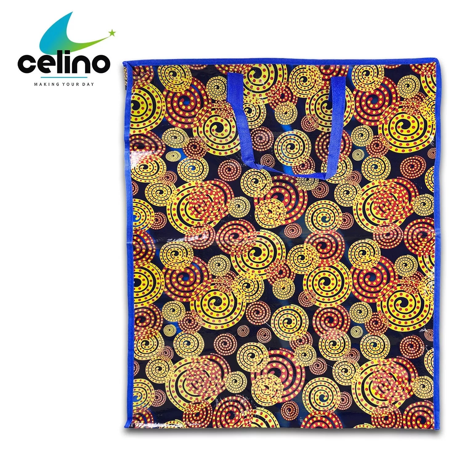 Extra Large Printed Laundry Storage Bag with Zip – Strong Reusable Shopping, Moving & Clothes Storage Bag 65x55x24cm