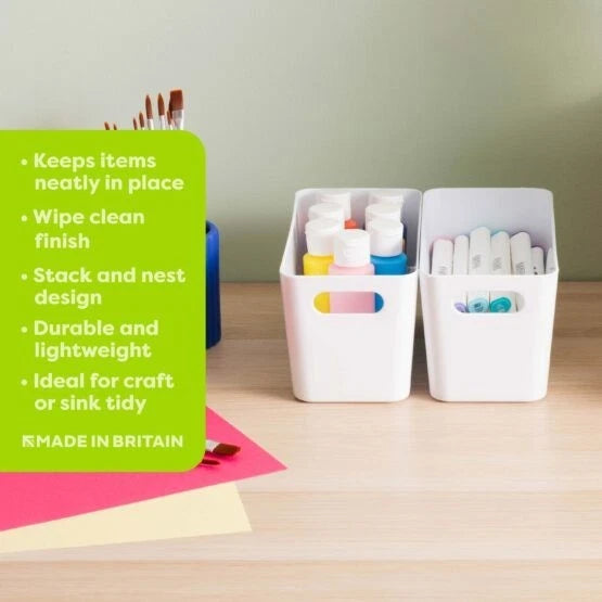 Plastic Storage Baskets Organiser Reusable Boxes Kitchen Bathroom Office Home