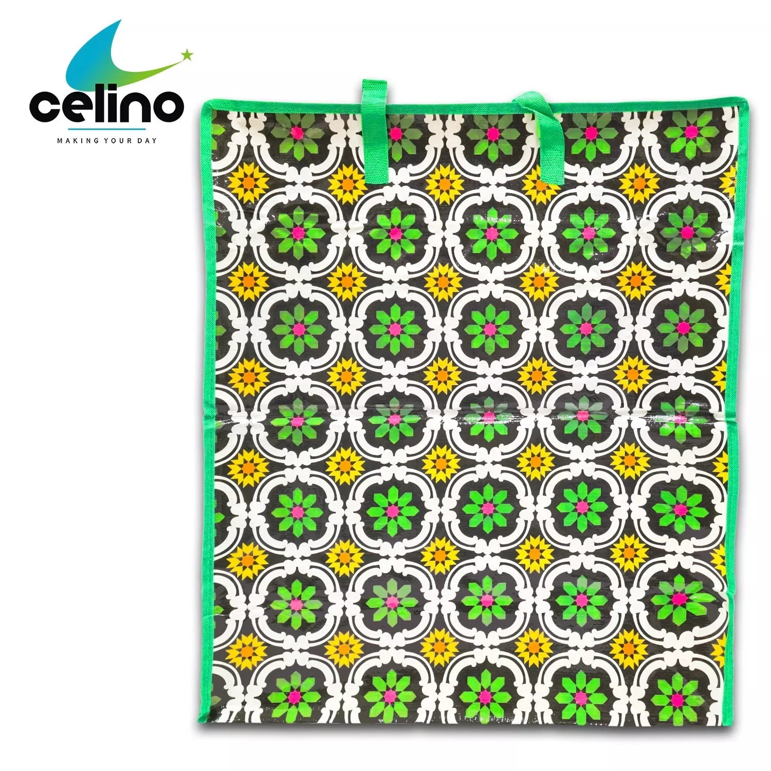Extra Large Printed Laundry Storage Bag with Zip – Strong Reusable Shopping, Moving & Clothes Storage Bag 65x55x24cm