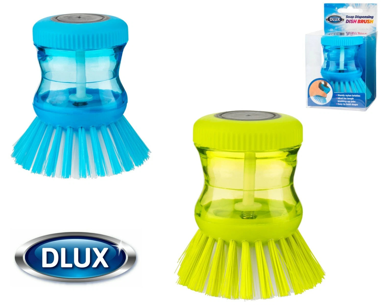 Compact Kitchen Sink Soap Dispenser With Cleaning Brush Dish Washing Scrubbing