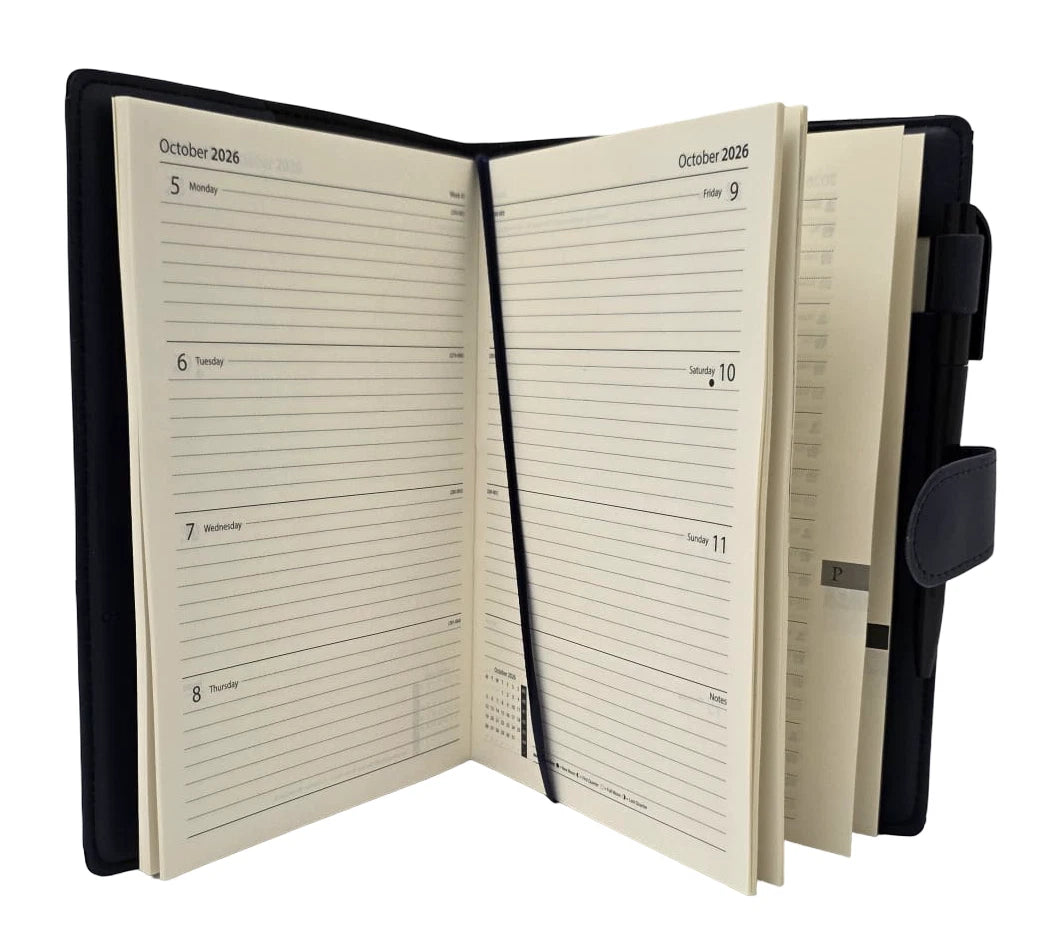 2027 A5 Week to View Diary Premium Organiser with Pen A-Z Address Index Book