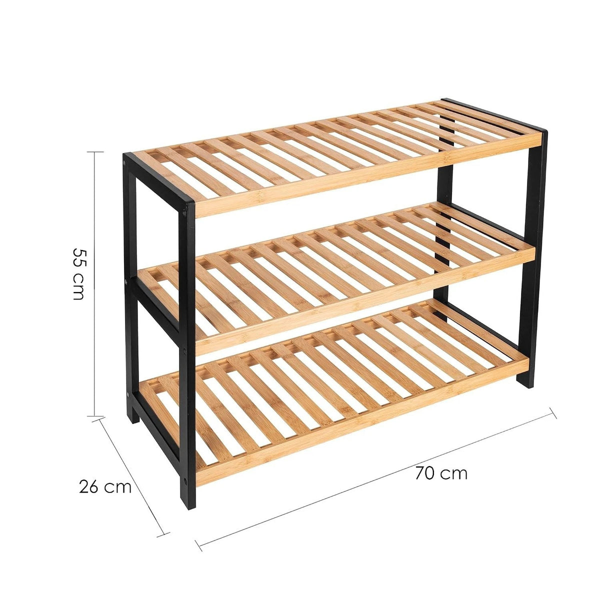 Bamboo Shoe Rack Organiser 3 Tier Wooden Storage Stand Shelf Holds 9 Pairs UK
