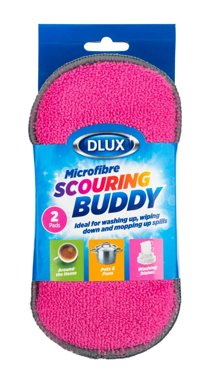 2 Microfibre Sponge Scourer Kitchen Cleaning Pads Non Scratch Dual Side Scrubber
