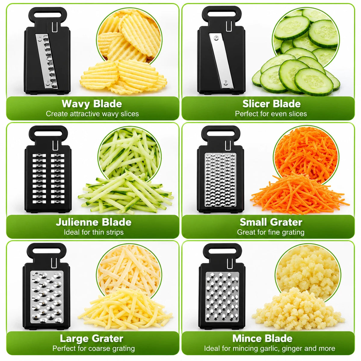 6 in 1 Mandoline Slicer Vegetable Cutter Grater Julienne Potato Slicer Shredder