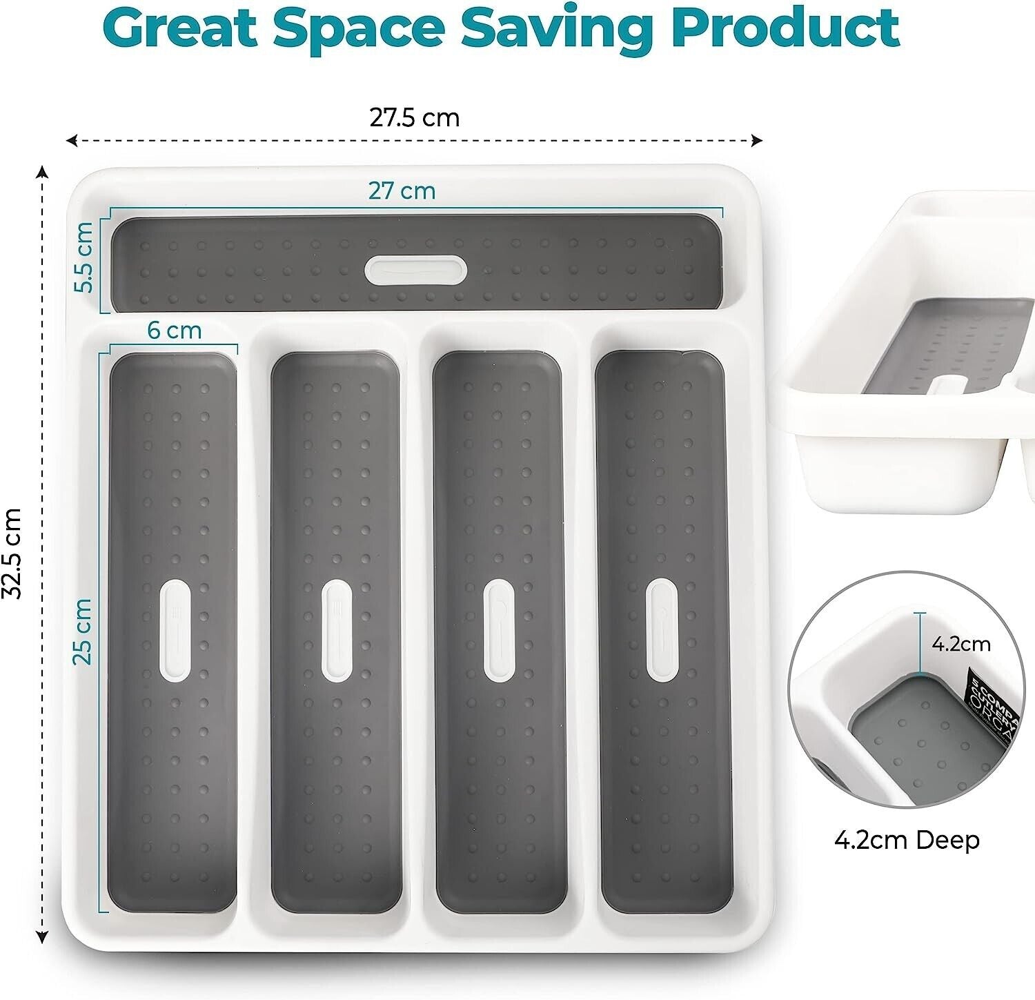 Cutlery Tray Organiser Rack Plastic Kitchen Holder Drawer Insert Tidy Storage UK