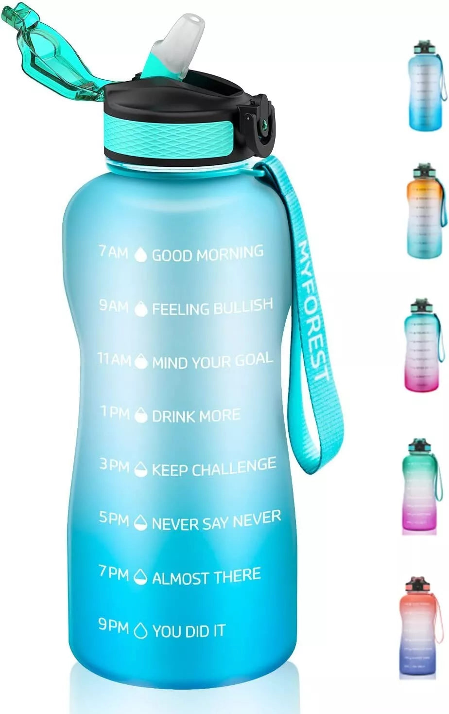 2L Water Bottle with Straw – Leakproof BPA-Free Gym & Sports Bottle with Time Markings