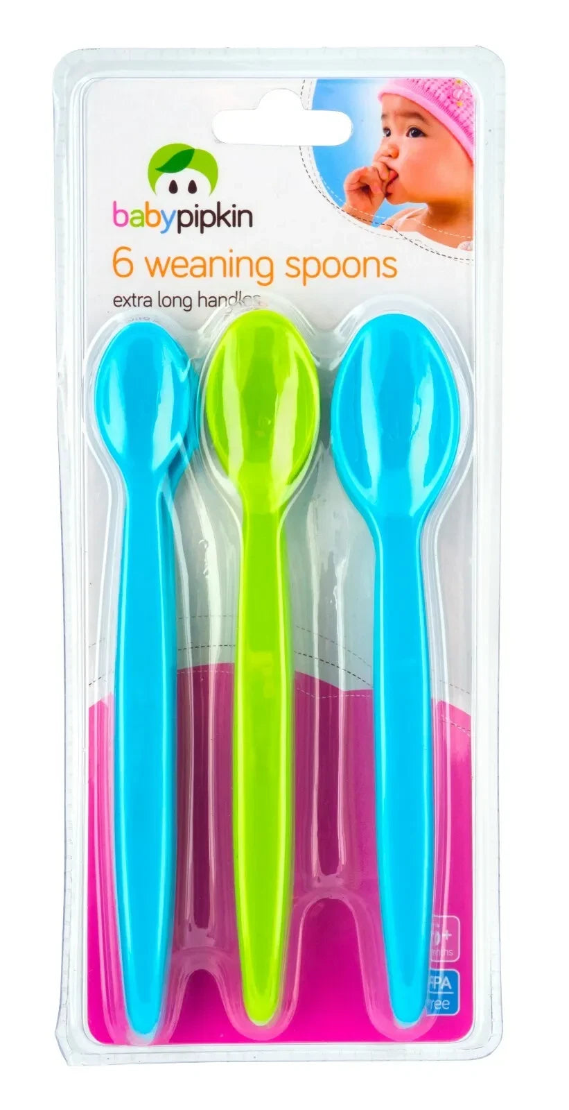 6 Pack Baby Weaning Feeding Spoons Plastic Long Handles Toddler Kids 6M+BPA Free