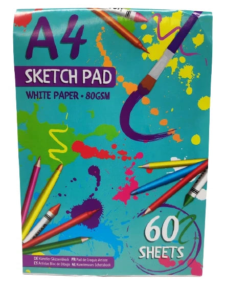2 x A4 Sketch Pad 60 Sheets 80GSM White Paper Drawing Book Artist Art Craft